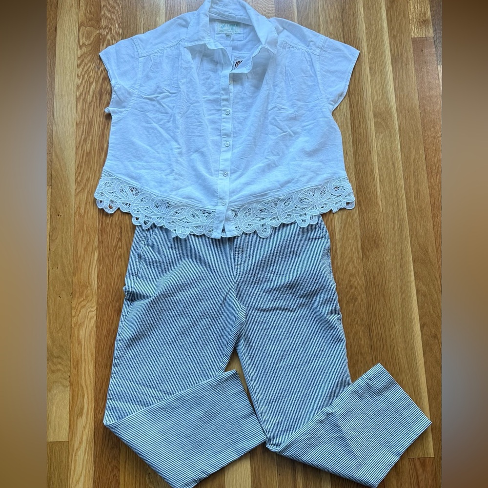 0279 - GAP Blue and White Striped Ankle Pants